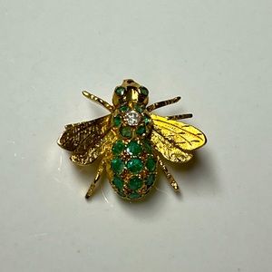 14ky Emerald and Diamond Bee Pendant/Pin
